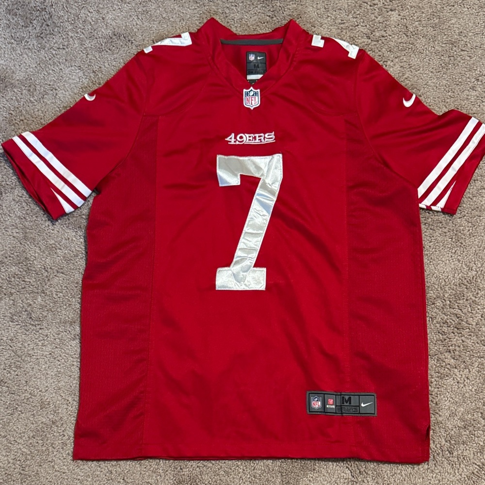 Nike Men's Red and Silver 49ers Jersey Kaepernick